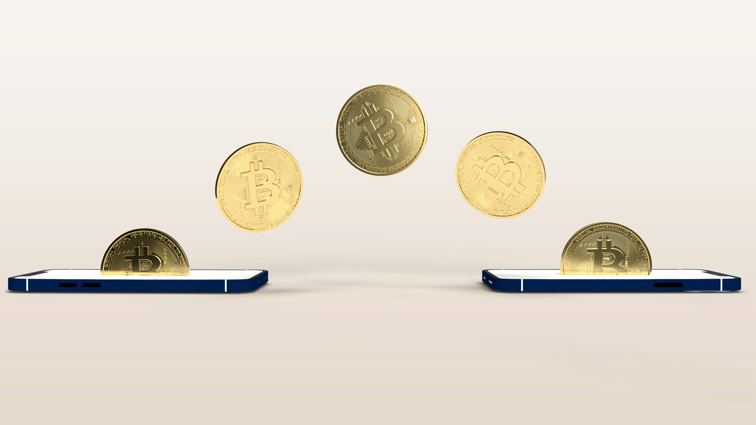 Bitcoin moving between two iphones.
