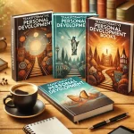 I've created an image of a collection of three transformative personal development books arranged on a desk